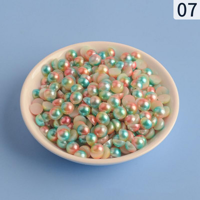 Mermaid renk yarım yuvarlak inci 3-12mm Flatback ABS plastikāta boncuk DIY dekoratif aksesuarları