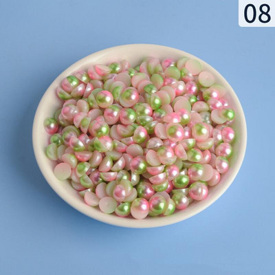 Mermaid renk yarım yuvarlak inci 3-12mm Flatback ABS plastikāta boncuk DIY dekoratif aksesuarları