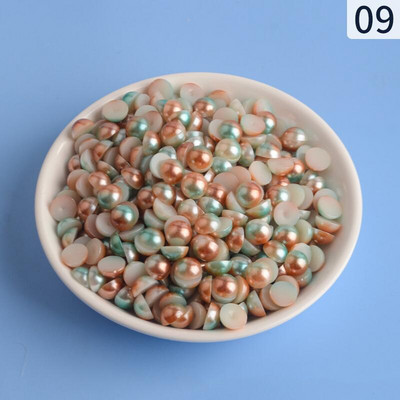 Mermaid renk yarım yuvarlak inci 3-12mm Flatback ABS plastikāta boncuk DIY dekoratif aksesuarları