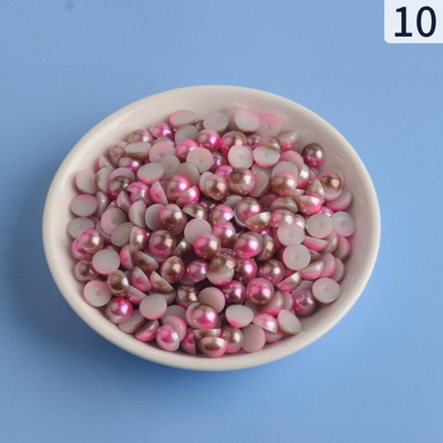 Mermaid renk yarım yuvarlak inci 3-12mm Flatback ABS plastikāta boncuk DIY dekoratif aksesuarları