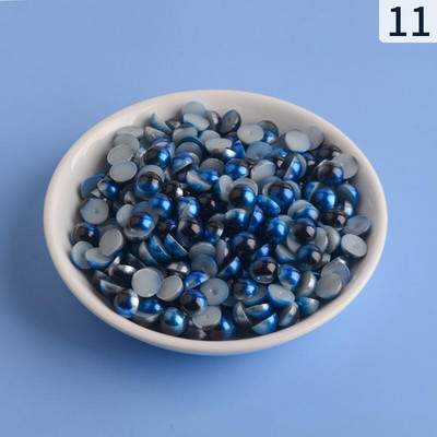 Mermaid renk yarım yuvarlak inci 3-12mm Flatback ABS plastikāta boncuk DIY dekoratif aksesuarları