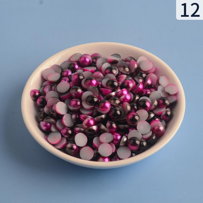 Mermaid renk yarım yuvarlak inci 3-12mm Flatback ABS plastikāta boncuk DIY dekoratif aksesuarları