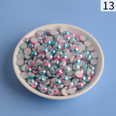 Mermaid renk yarım yuvarlak inci 3-12mm Flatback ABS plastikāta boncuk DIY dekoratif aksesuarları