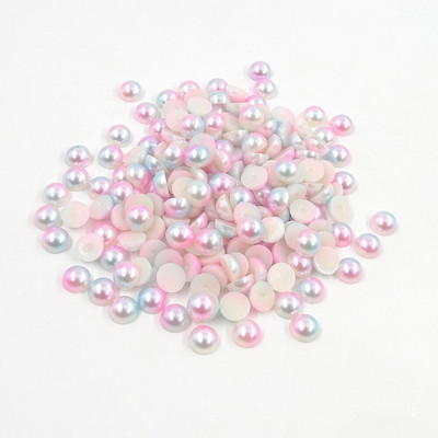 Mermaid renk yarım yuvarlak inci 3-12mm Flatback ABS plastikāta boncuk DIY dekoratif aksesuarları