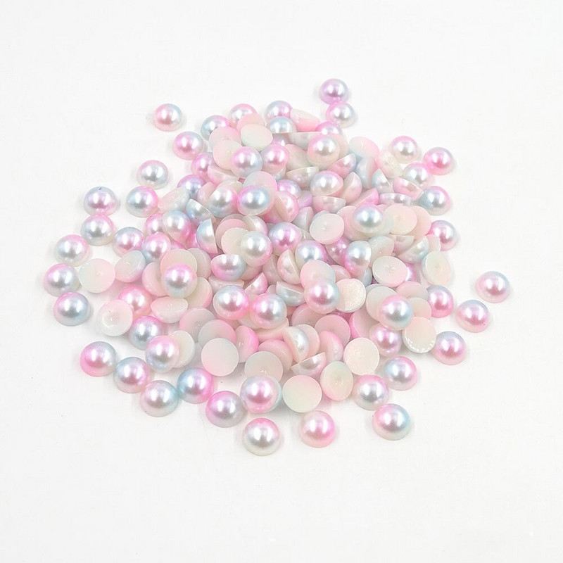 Mermaid renk yarım yuvarlak inci 3-12mm Flatback ABS plastikāta boncuk DIY dekoratif aksesuarları