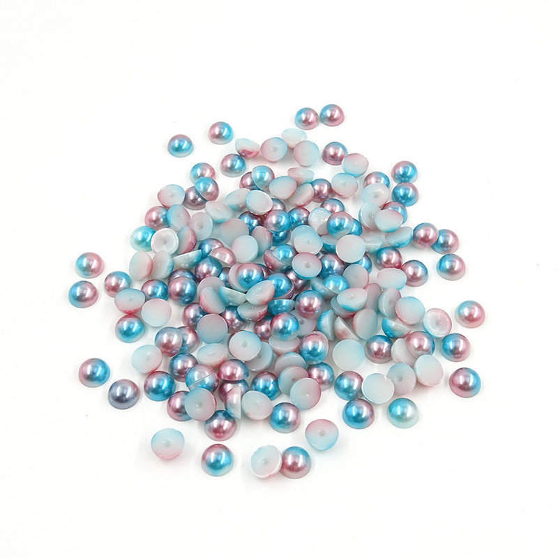 Mermaid renk yarım yuvarlak inci 3-12mm Flatback ABS plastikāta boncuk DIY dekoratif aksesuarları