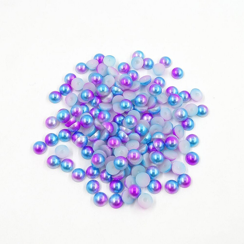 Mermaid renk yarım yuvarlak inci 3-12mm Flatback ABS plastikāta boncuk DIY dekoratif aksesuarları