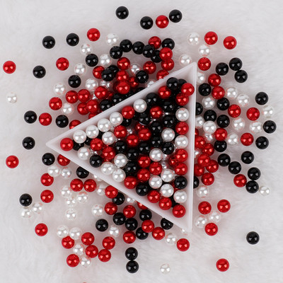 3-10 mm jaukta izmēra pērļu balta/pērļu neporaina apaļas imitācijas plastmasas pērļu krelles rokdarbiem un rotaslietu izgatavošanai