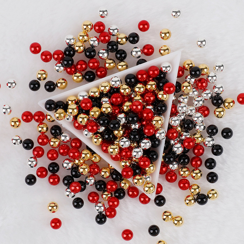 3-10 mm jaukta izmēra pērļu balta/pērļu neporaina apaļas imitācijas plastmasas pērļu krelles rokdarbiem un rotaslietu izgatavošanai