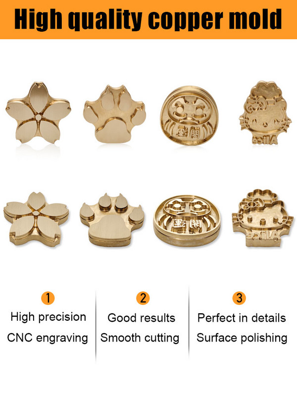 JINXINYANG 3 cm kūkas zīmols cepšana vara veidne misiņa rokturu komplekts, kas dedzina koka ādu maize Hamberger liellopu gaļas zīmola nospiedums
