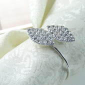 6Gb Dekorācijas jostas ballīte Rhinestone Serviette Kāzu vakariņas Mājas Salvešu Gredzeni Viesnīcas Sprādzes Banketu Lapu Formas Turētājs