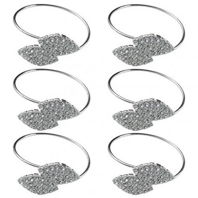 6Gb Dekorācijas jostas ballīte Rhinestone Serviette Kāzu vakariņas Mājas Salvešu Gredzeni Viesnīcas Sprādzes Banketu Lapu Formas Turētājs