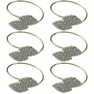 6Gb Dekorācijas jostas ballīte Rhinestone Serviette Kāzu vakariņas Mājas Salvešu Gredzeni Viesnīcas Sprādzes Banketu Lapu Formas Turētājs