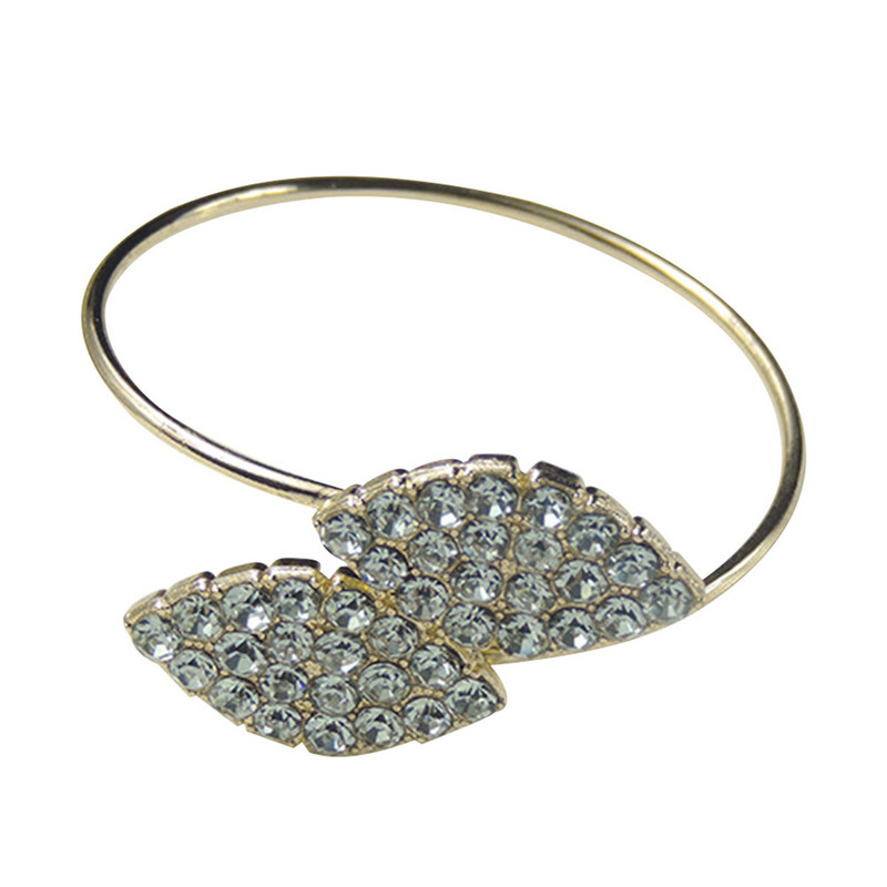 6Gb Dekorācijas jostas ballīte Rhinestone Serviette Kāzu vakariņas Mājas Salvešu Gredzeni Viesnīcas Sprādzes Banketu Lapu Formas Turētājs