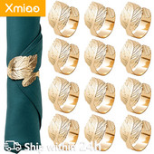 6/12Gb Salvešu Gredzeni Rudens Lapas Zelts Sudraba Kristību Rokassprādze Metāla Salvešu Turētājs Kāzu Dāvanas Kristības Dušas Ballītes Dekors