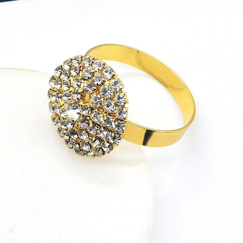 6 gab. Salvešu turētāji Noderīgi, galvanizēti salvešu klipši, ar kalnu akmeni izrotāti salvešu gredzenu turētāji kāzu ballītei