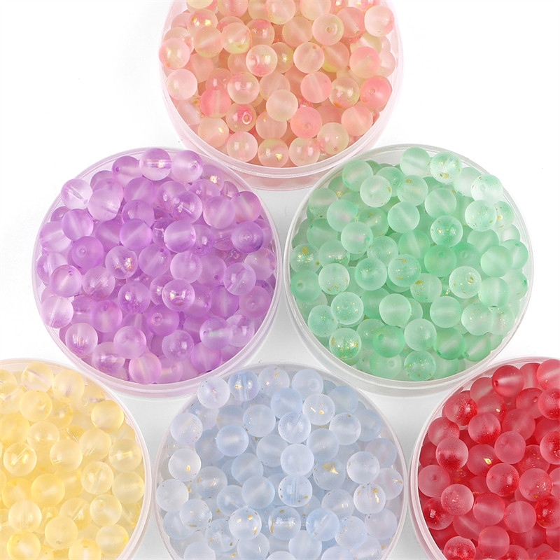 50 gab 8 mm daudzkrāsu zelta folijas efekta stikla kristāla brīvas apaļas krelles krellēm rokdarbiem DIY šūšanas piederumi