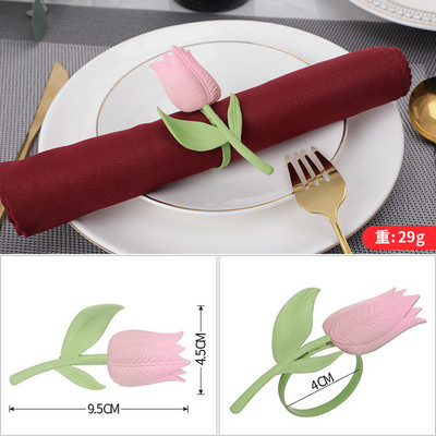 1gab Ziedi Salvešu Gredzeni Kāzu galda rotājumi Metāla salvešu turētājs Valentīna diena Saules zieds Tulpes roze Salvešu gredzenu turētāji