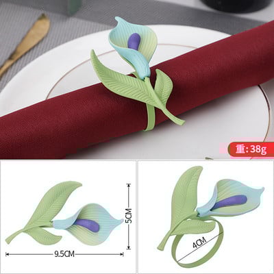 1gab Ziedi Salvešu Gredzeni Kāzu galda rotājumi Metāla salvešu turētājs Valentīna diena Saules zieds Tulpes roze Salvešu gredzenu turētāji