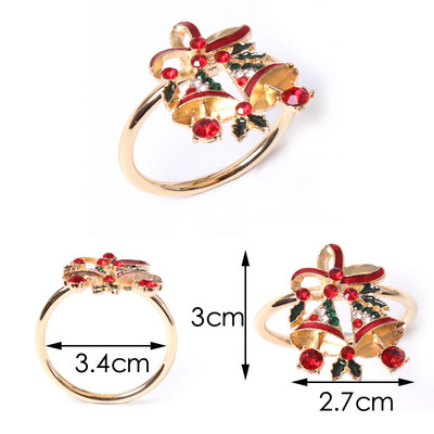 1gab Ziemassvētku salvešu gredzenu sprādzes sakausējums Augstas kvalitātes jauki auduma gredzenu turētāji mājas restorāna Ziemassvētku ballīšu galda dekorēšanai