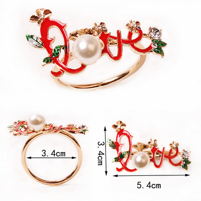 1gab Ziemassvētku salvešu gredzenu sprādzes sakausējums Augstas kvalitātes jauki auduma gredzenu turētāji mājas restorāna Ziemassvētku ballīšu galda dekorēšanai