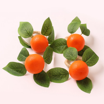 6 buc/lot inele pentru șervețele de masă portocaliu cu cataramă de lămâie set de 6 inele decorative din frunze de viță de vie de fructe artificiale pentru petrecere