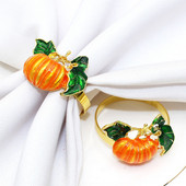 Helovino servetėlių žiedai Moliūgų dekoratyvinės servetėlių sagtys Rekvizitai Moliūgų servetėlių laikiklis Servetėlių žiedas Vakarėlio pietų stalo dekoras 2022 m.