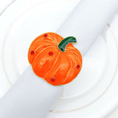 Helovino servetėlių žiedai Moliūgų dekoratyvinės servetėlių sagtys Rekvizitai Moliūgų servetėlių laikiklis Servetėlių žiedas Vakarėlio pietų stalo dekoras 2022 m.