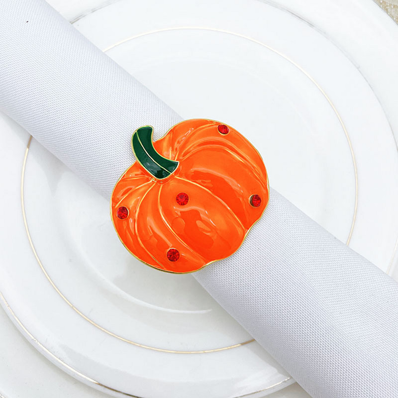 Helovino servetėlių žiedai Moliūgų dekoratyvinės servetėlių sagtys Rekvizitai Moliūgų servetėlių laikiklis Servetėlių žiedas Vakarėlio pietų stalo dekoras 2022 m.