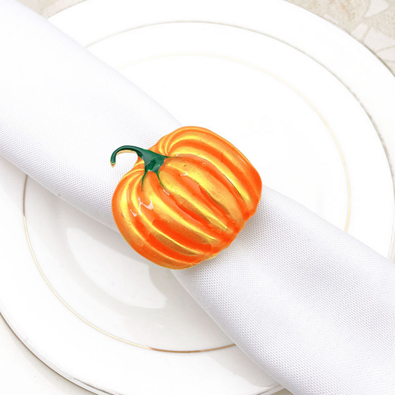 Helovino servetėlių žiedai Moliūgų dekoratyvinės servetėlių sagtys Rekvizitai Moliūgų servetėlių laikiklis Servetėlių žiedas Vakarėlio pietų stalo dekoras 2022 m.