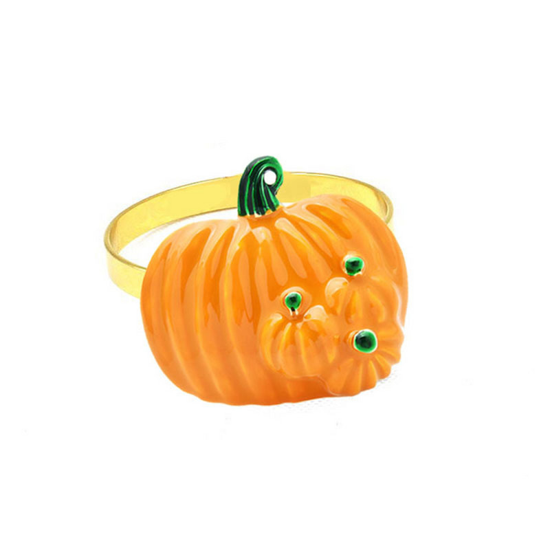 Helovino servetėlių žiedai Moliūgų dekoratyvinės servetėlių sagtys Rekvizitai Moliūgų servetėlių laikiklis Servetėlių žiedas Vakarėlio pietų stalo dekoras 2022 m.