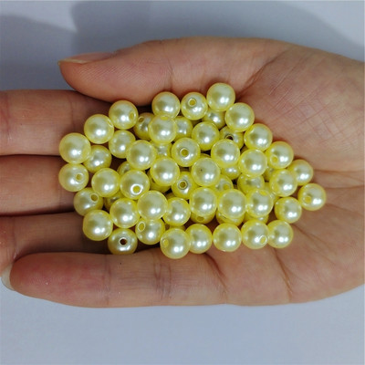 Tīri baltas 3-12 mm taisnas atveres apaļas plastmasas pērļu imitācijas krelles rotaslietu aksesuāriem Pērlīšu un juvelierizstrādājumu izgatavošana