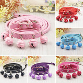 1 gab mājdzīvnieku kaklasiksna kaķu suņu apkakles PU materiāls ar zvana kakla gredzenu kaklarotas drošības elastīga regulējama kaklasiksna mājdzīvnieku aksesuāri