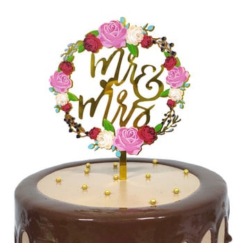 1 τεμ. Mrs Wedding Cake Topper Acrylic Ins Flower Bride Wedding Angagement Cupcake Topper for the Valentine\'s Day Decor Cake Cake