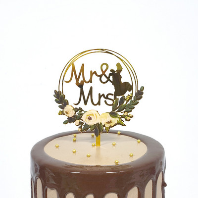 1 gab. Mrs Mrs Wedding Cake Topper Akrila Ins Flower Bride Wedding Engegement Cupcake Topper Valentīndienas ballītes kūkas dekorēšanai