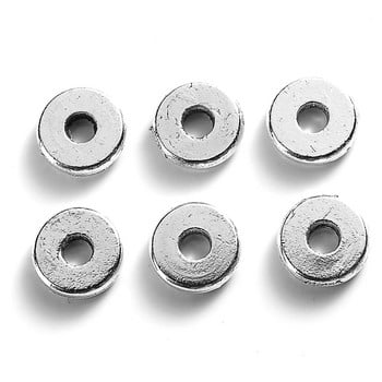 100 τμχ/Παρτίδα από ανοξείδωτο ατσάλι Flat Spacer Alloy Bead 6mm 8mm Metal Loose Spacer Bead for Jewelry Making DIY Bracelet