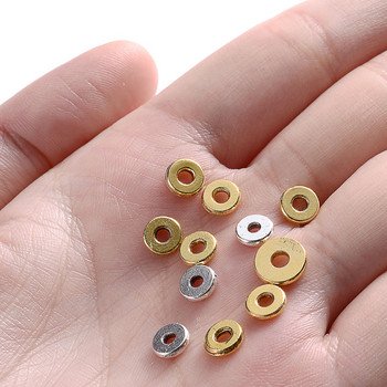 100 τμχ/Παρτίδα από ανοξείδωτο ατσάλι Flat Spacer Alloy Bead 6mm 8mm Metal Loose Spacer Bead for Jewelry Making DIY Bracelet