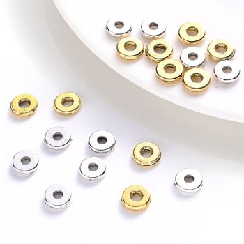 100 τμχ/Παρτίδα από ανοξείδωτο ατσάλι Flat Spacer Alloy Bead 6mm 8mm Metal Loose Spacer Bead for Jewelry Making DIY Bracelet