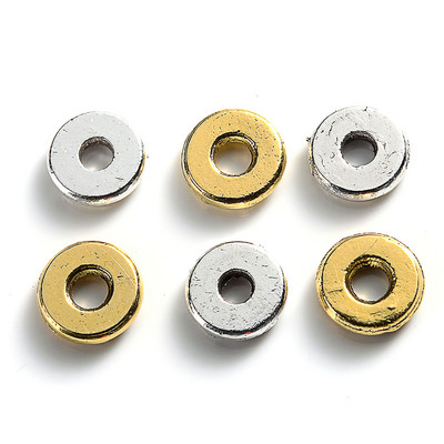 100 gab/partija nerūsējošā tērauda plakana starplikas sakausējuma lodītes 6 mm 8 mm diska metāla vaļīga starplikas lodītes rotaslietu izgatavošanai, DIY rokassprādze