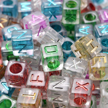 Χονδρικό 100Pcs Cube Alphabet Ακρυλικές χάντρες Μικτό χρώμα Letter Loose Spacer Beads For DIY Jewelry Making Handwork βραχιόλι