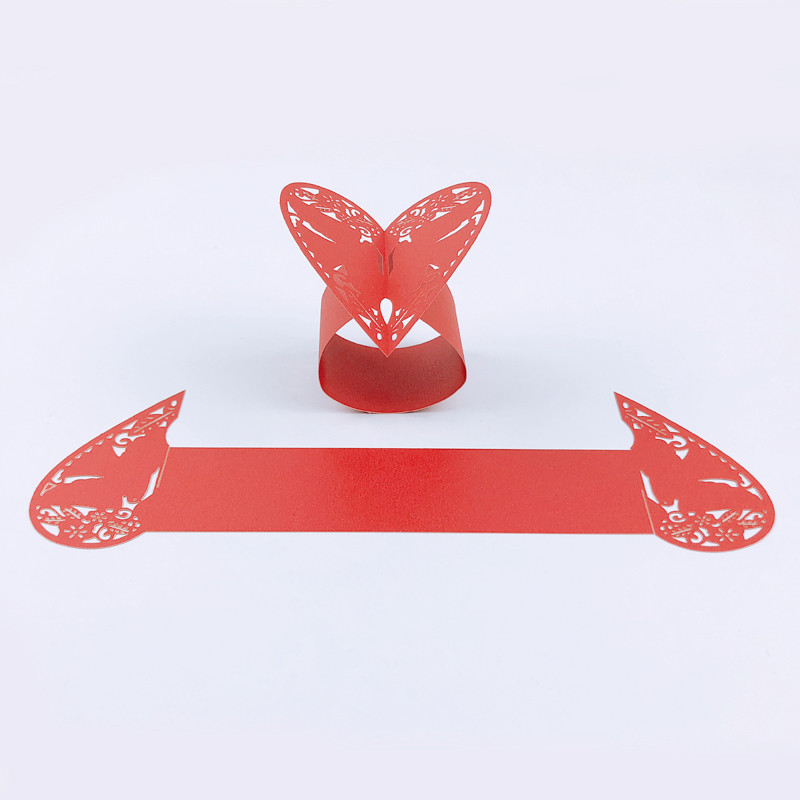 50gab baloža formas lāzera griezts papīrs vakariņu dvielis salvetes gredzeni turētāji dzimšanas dienas kāzu ballīte Ziemassvētku mājas galda noformējums