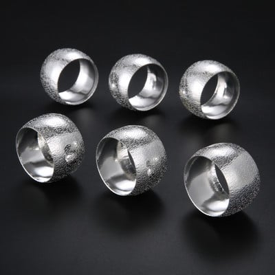 6 bucăți/set inel pentru șervețele cu model în relief Suport pentru șervețele rotunde Cataramă pentru șervețele auriu/argint/aur trandafir Decor de masă pentru petrecere de nuntă