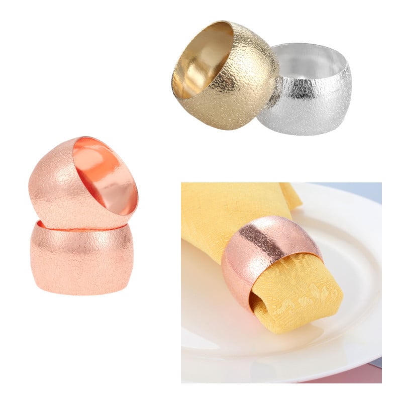 6 bucăți/set inel pentru șervețele cu model în relief Suport pentru șervețele rotunde Cataramă pentru șervețele auriu/argint/aur trandafir Decor de masă pentru petrecere de nuntă