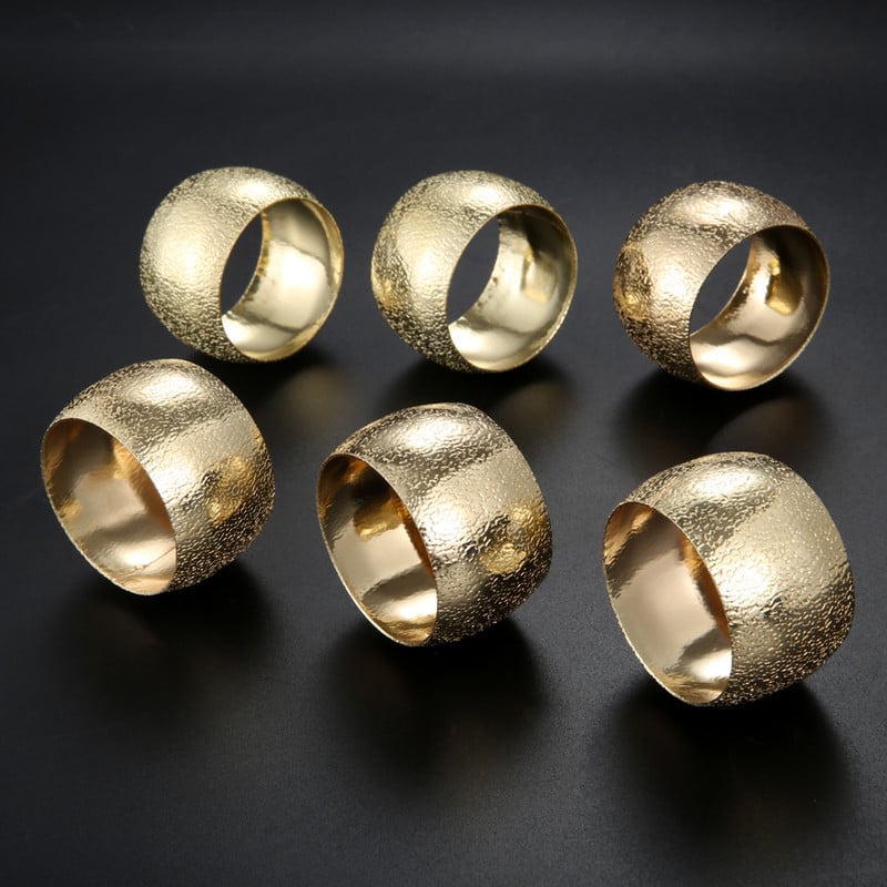 6 bucăți/set inel pentru șervețele cu model în relief Suport pentru șervețele rotunde Cataramă pentru șervețele auriu/argint/aur trandafir Decor de masă pentru petrecere de nuntă