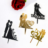 5 bucăți/lot Tort de nuntă Topper acrilic Bride To Be Tort Decoration Mariage Aniversare Petrecere Coacerea Desert Tort Top Drapel Cupcake