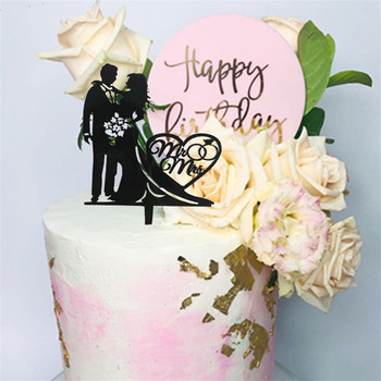 5 бр./лот Сватбена торта Topper Акрил Bride To Be Cake Decoration Mariage Anniversary Party Baking Dessert Cake Top Flag Cupcake