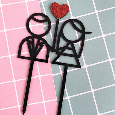 5 bucăți/lot Tort de nuntă Topper acrilic Bride To Be Tort Decoration Mariage Aniversare Petrecere Coacerea Desert Tort Top Drapel Cupcake