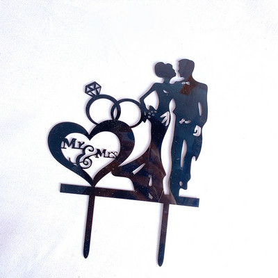 5 bucăți/lot Tort de nuntă Topper acrilic Bride To Be Tort Decoration Mariage Aniversare Petrecere Coacerea Desert Tort Top Drapel Cupcake