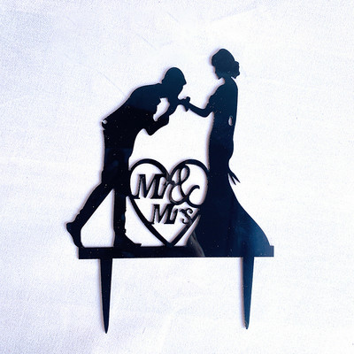 5 komada Crnog zlata Ljubavna prosidba Obljetnica zaruka Vjenčanje Akrilni nadjev za tortu Romantična dekoracija vjenčane torte Potrepštine za zabavu