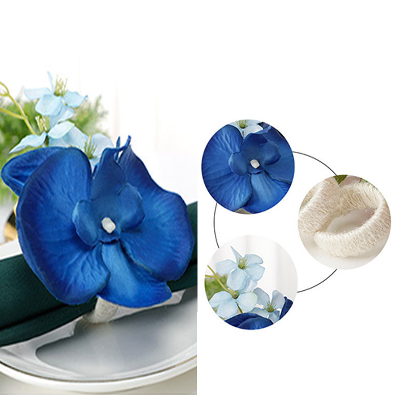 Tauriņu orhidejas ziedu salvešu gredzenu turētāji ģimenes vakariņu galda dekorācijas turētāja gredzena kāzu restorāna salvešu sprādze